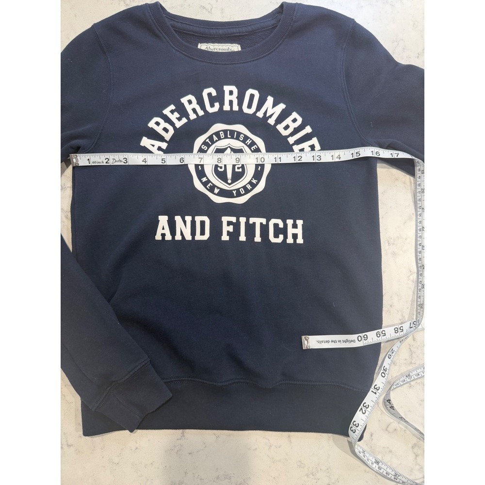 Abercrombie & Fitch Navy Blue Graphic Crewneck Sweatshirt XS Established 1892 - Picture 2 of 4